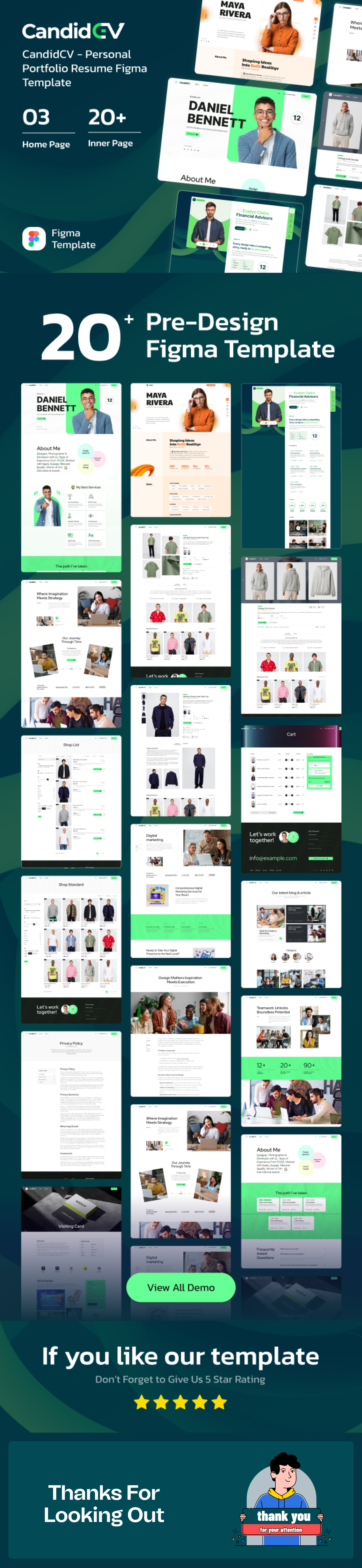 CandidCV - Personal Portfolio Resume Figma Template branding creative design illustration logo product design template ui uiux website