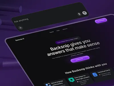 BacksnipAI – From Facts to Meaningful Insights ai ai landing page artificial inteligence creative graphic design landing page saas ui uiux