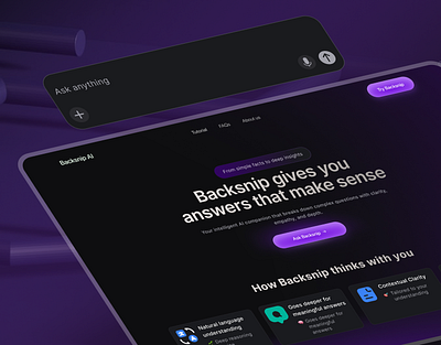 BacksnipAI – From Facts to Meaningful Insights ai ai landing page artificial inteligence creative graphic design landing page saas ui uiux