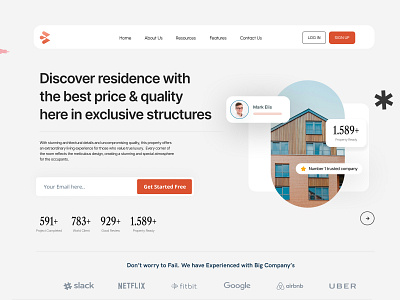 Real Esstate Landing Page/ Website adobe xd clean creative dashboard design design design 2020 illustration landing page minimal minimal website design mobile app mobile ui modern website design real estate website design saas website design website design