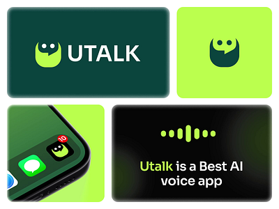 Utalk AI - branding animation 2d animation ai logo ai logo animation animated logo animation bot logo brand identity branding branding animation intro logo logo animation motion graphics tech logo utalk visual identity