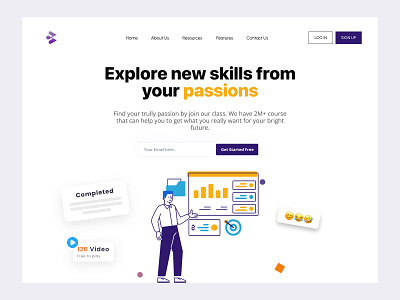 Education/ Courses website adobe xd clean courses website creative design design 2020 education wesbite illustration minimal mobile app mobile ui professional website project management website