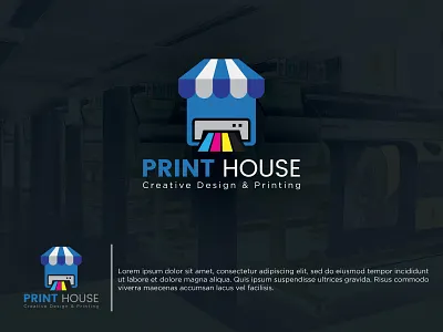 Print House Logo brand identity branding flat logo graphic design iconic logo logo logo design logo mark print house logo printing icon printing press logo