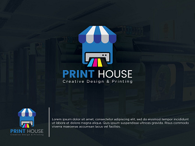 Print House Logo brand identity branding flat logo graphic design iconic logo logo logo design logo mark print house logo printing icon printing press logo