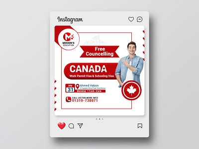 Work Permit & Schooling Visa Social Media Poster Design ad poster branding canada study visa campaign consultancy poster design creative poster design design education consultancy creative educational consultancy design graphic design modern educational ad design modern study abroad flyer overseas education promo post poster design social media poster study abroad social media design study in canada visa consultancy poster work permit social media poster
