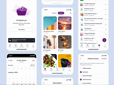 Cloudike — Personal Cloud App (B2B White-Label Solution) analytics b2c cloud cloud storage contacts empty state family sharing file management mobile app payments personal storage photo restore saas subscription plans ui design ux design