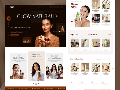 Skincare Product E-commerce Website Landing Page beauty website branding cocolate color cosmatic website design ecommerce landing page modern landign page natural website skin care stunning website ui ui design ui ux uiux ux ux design web design web landing page website