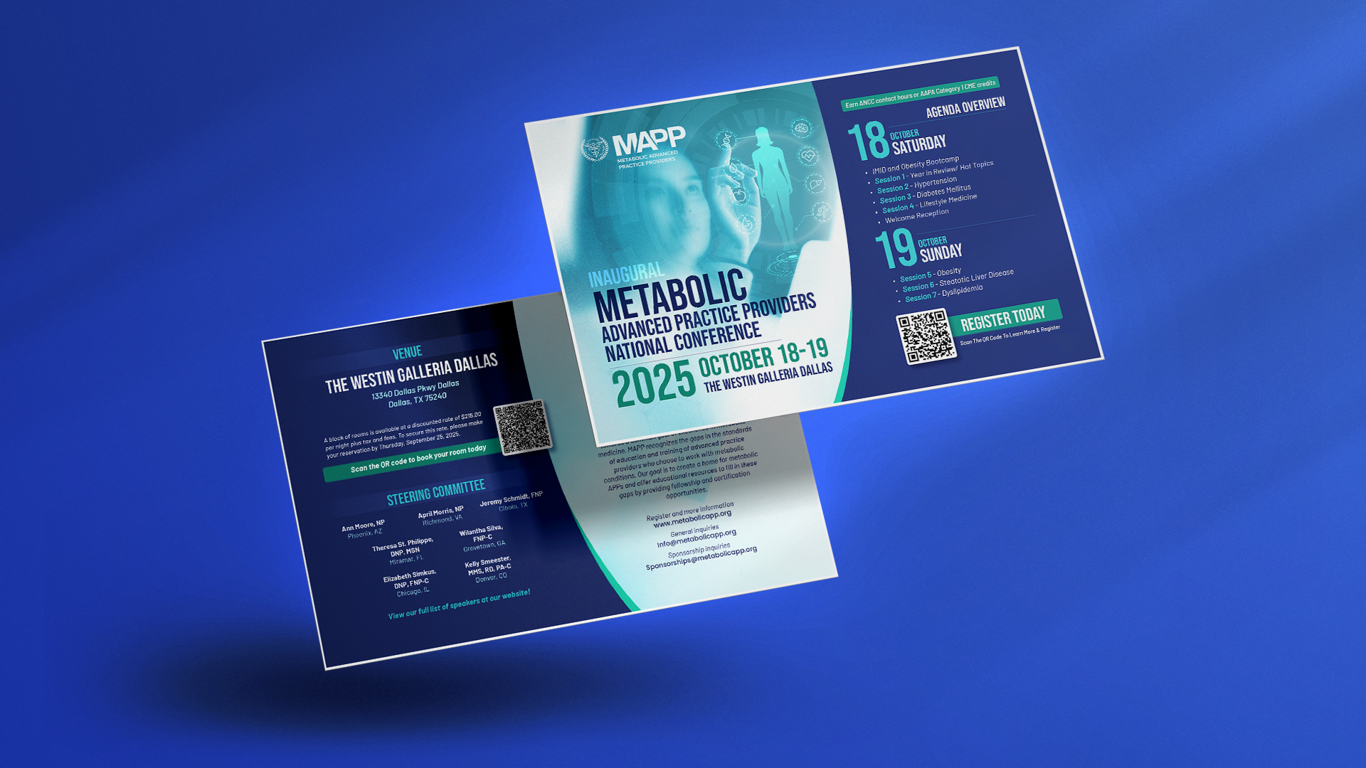Handout Design agenda blue conference cyan design freelancer futuristic graphic design healthcare hologram medical metabolic typography