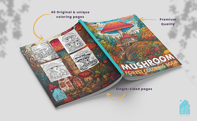🍄 Mushrooms Coloring Book – A Whimsical Journey Through Nature book coloring coloringbook colors graphic design mockup mushrooms