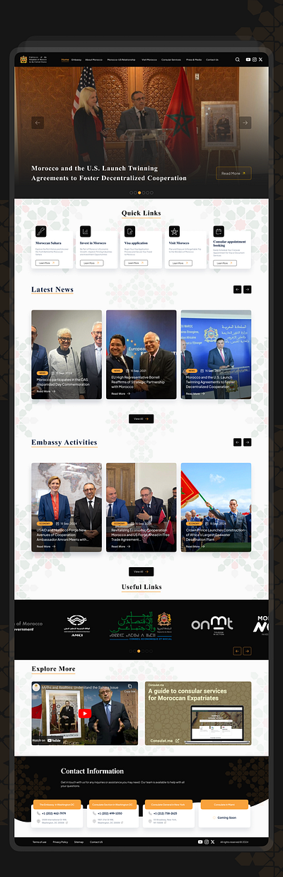 Embassy of Morocco (USA) – Website Redesign art culture govenement morocco redesign ui userexperience ux website