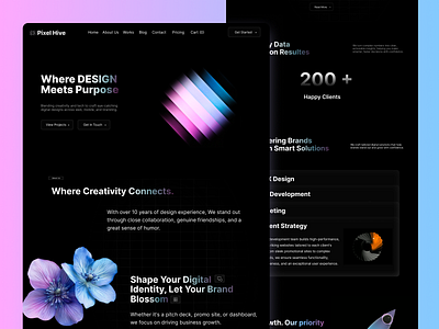 Pixel Hive – Webflow Agency Landing Page agency animation creative design digital agency interface landing page motion graphics ui ui design ux ux design web web design website website design