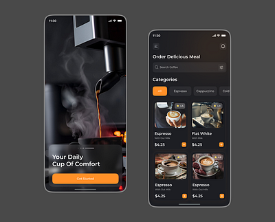 Coffee Mobile app Design UI cafe app coffee coffee app coffee app design coffee oder mobile app design mobile app mockup mobile app ui mobile app ui design popular coffee shop restaurant