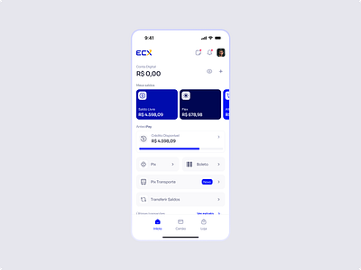 Home App • Finance • Ecx Pay app cards finance mobile ui design uiux usabilidade