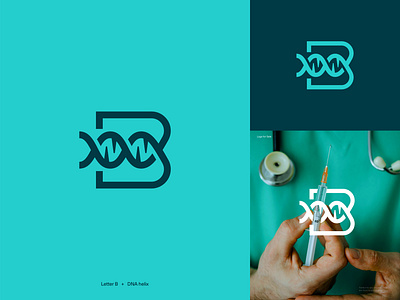 Letter B + DNA helix creative logo design dna helix logo dna logo health logo letter b logo medical logo