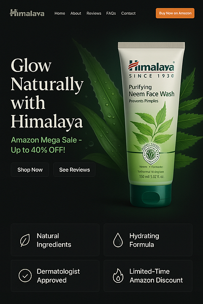 Himalaya Neem Facewash - Amazon Sale UI/UX Concept amazonsale amazonui cleanui dribbble ecommerceapp ecommercedesign facewash figmadesign himalayaneem minimaldesign naturalskincare productpagedesign responsivedesign skincaredesign uiuxdesign uxdesign