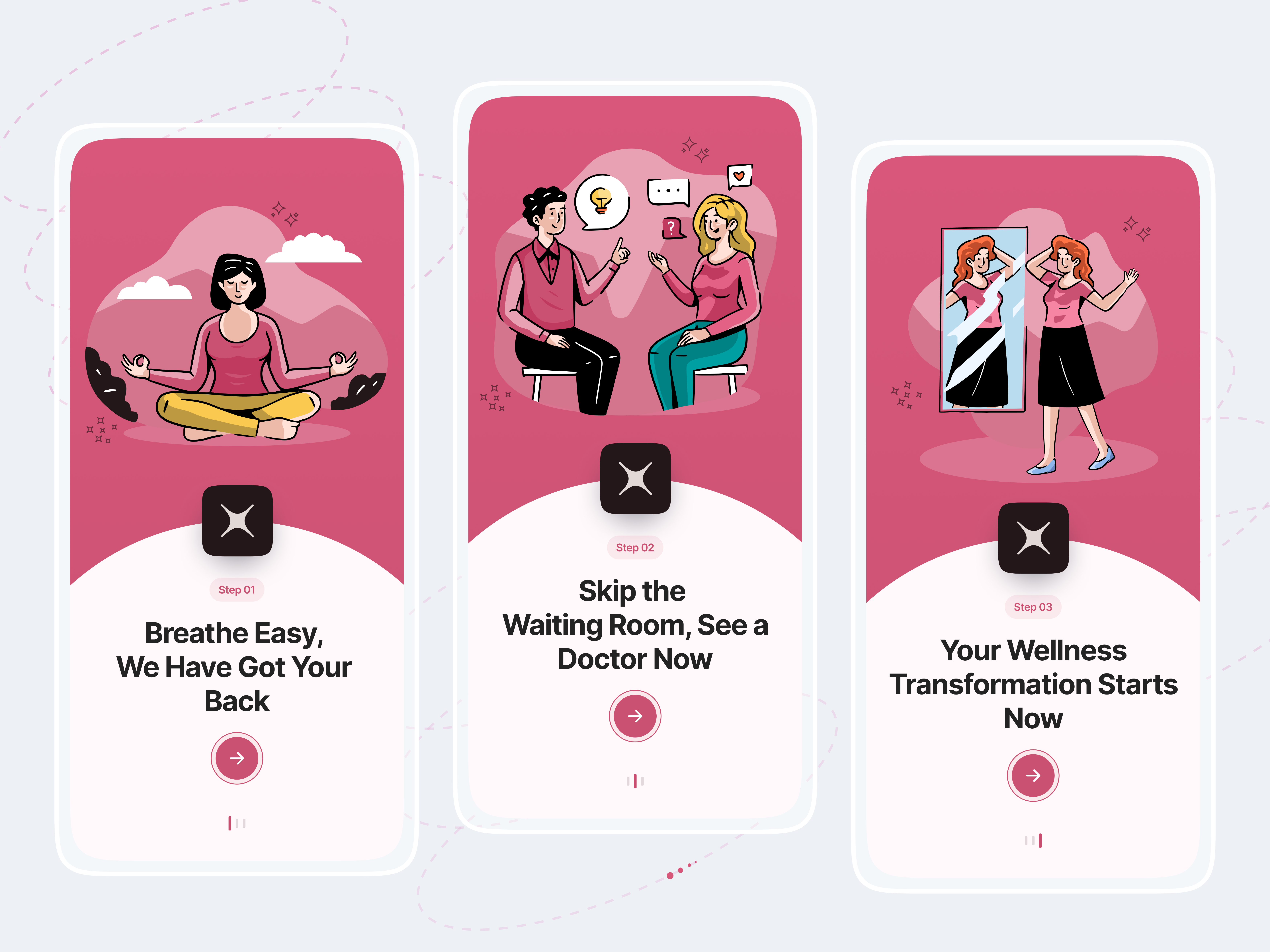 Healthcare App Onboarding UIUX Design app design health app onboarding health service app healthcare app healthcare onboarding hospital app illustration medical app onboarding medical onboarding mobile app onboarding mobile onboarding modern ui design onboard illustration onboard screen onboarding ui signup process splash screen trendy app ui 2025 uiux uiux 2025