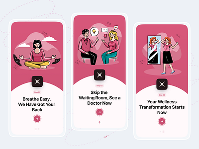 Healthcare App Onboarding UIUX Design app design health app onboarding health service app healthcare app healthcare onboarding hospital app illustration medical app onboarding medical onboarding mobile app onboarding mobile onboarding modern ui design onboard illustration onboard screen onboarding ui signup process splash screen trendy app ui 2025 uiux uiux 2025
