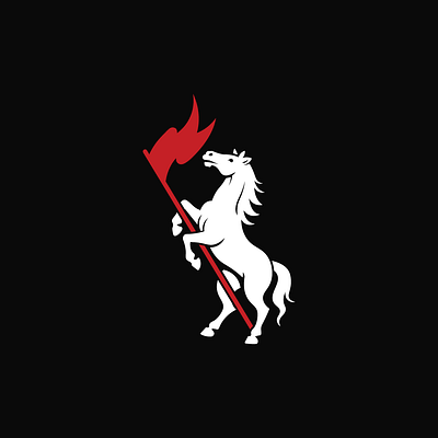 Horse and flag modern logo animal animals branding design flag graphic design horse horse flag jump logo logos