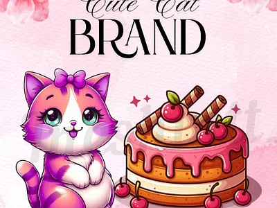 Full Make Up Cat animation branding cake cartoon cat character clipart cute cat