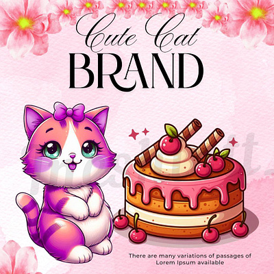 Full Make Up Cat animation branding cake cartoon cat character clipart cute cat