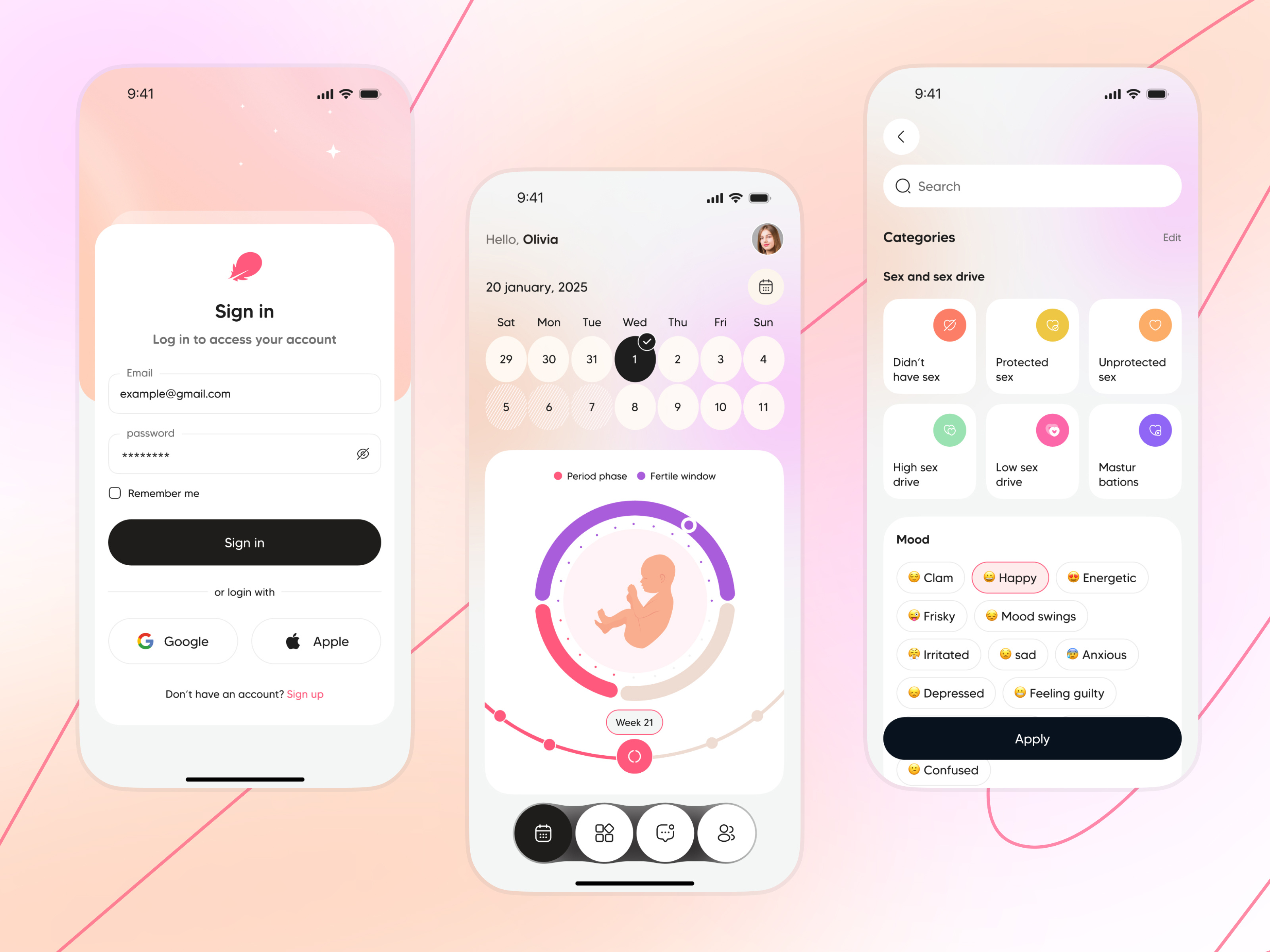 Pregnancy Tracker app UI design app design baby app fitness app home paege interface design login mobile app period period tracker periods pregnancy pregnancy app pregnancy planner pregnancy progress pregnancy tracker pregnancy tracking app timeline tracker ux ui design