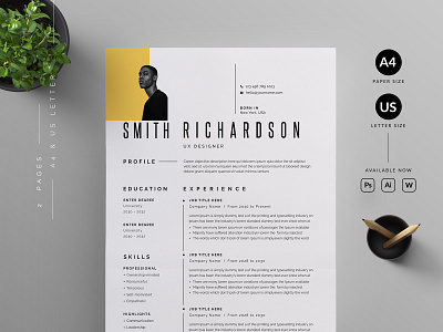 Resume/CV cover letter cv template design illustration professional resume ui us letter vector word