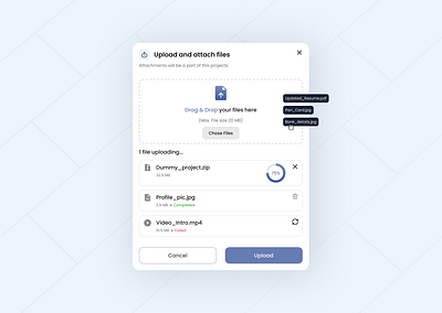 Upload Files Interface – UI Component Design admin design artistic rishi completed state component dashboard design drag and drop failed state file upload icons popup refress rishikesh malviya saas ui ui design ui element ui ux upload file upload process