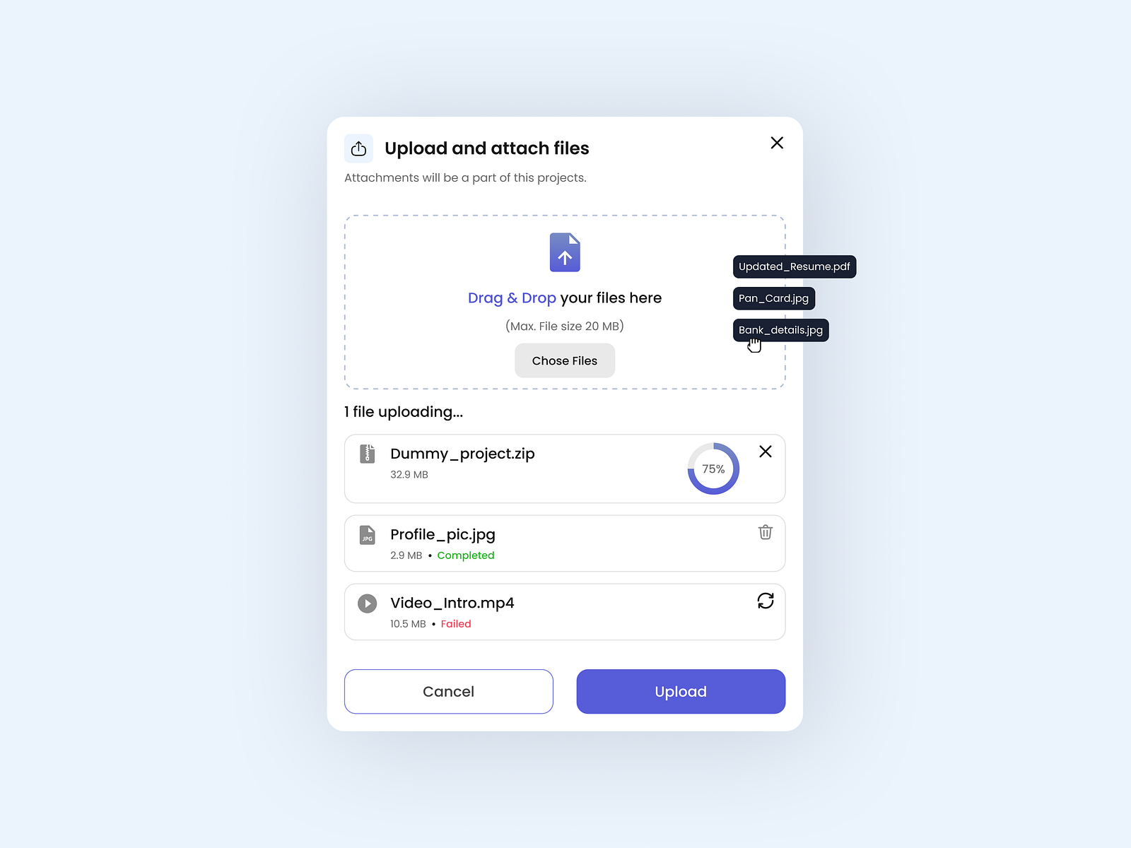 UI Component - Upload Files Interface by Shailee Malviya on Dribbble