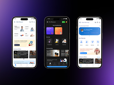 Wellness Health App dark mode health app home page interface mobile app skeuomorphism ui ux visual design