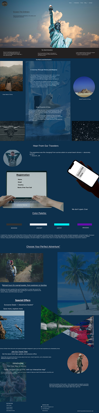 I Will Design a Tourist Attraction Prototype Landing Page figmadesign touristlandingpage travelwebsitedesign uxfortourism webuidesign