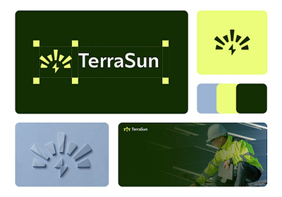 Logo & Brand Identity Design for TerraSun Solar Energy Brand bento deisgn branding energy logo graphic design green color palette identity logo mark minimalist logo modern branding professional logo design solar logo solar panel logo solar system logo sun logo tech logo technology logo vector volt logo voltage logo