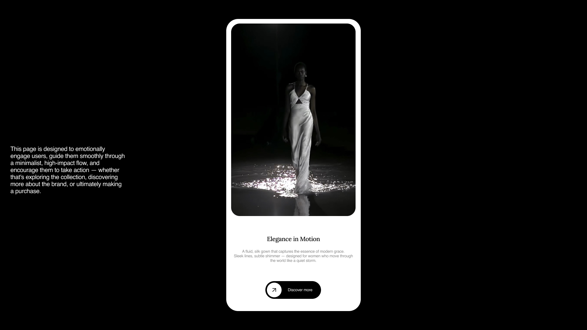 Elegance in Motion — Website Concept for a Luxury Fashion Brand art direction brand identity cinematic webdesign ecommerce design elegant design fashion website fashionbranding framer design high end web design landing page design luxurywebsite minimal design modern ui responsive design shopify design uxuidesign visual storytelling webdesign webflow design