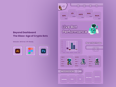 Hybrid Light Theme Futuristic Crypto Bot UI analytics dashboard bot management crypto dashboard crypto trading app dashboard design data visualization financial ui fintech ui forex ui futuristic bot ui futuristic ui glassmorphism interactive ui minimal ui real time data saas dashboard trading bot ui ui design ui ux design web dashboard