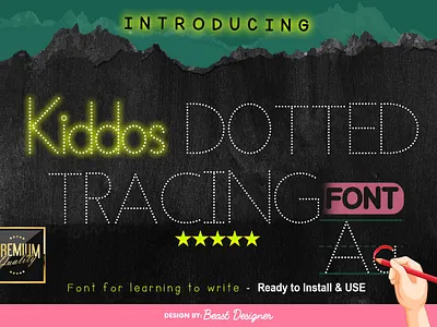 Kiddos Learning Dotted Font by Beast Designer tracing practice font