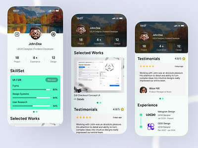 User Profile UI – Personal Portfolio Concept dailyui design mobile ui ux