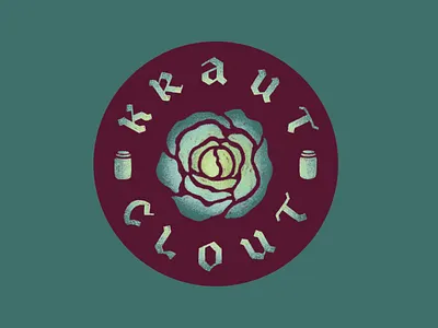 Kraut Clout blackletter cabbage clout fermentation garden german hand drawn hand lettering illustration jewel tone lettering logo maroon mason jar nature polish sauerkraut teal typography vintage