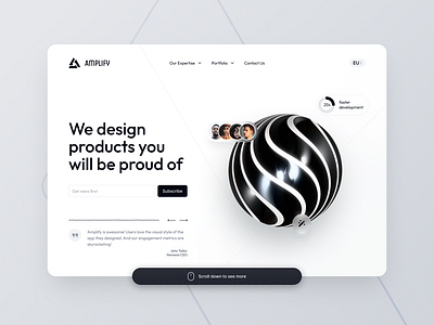 Minimalistic Design Agency hero section black and white framework hero interface minimal ui web design