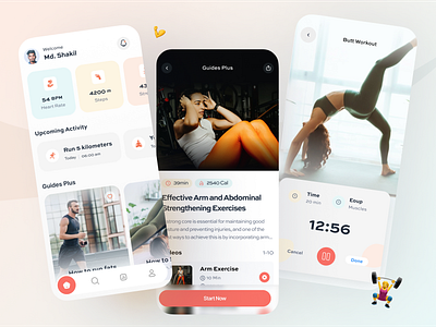 Fitness App design app design app ui figma fitness fitness tracking app ios minimal design mobile app mobile app design modern ui
