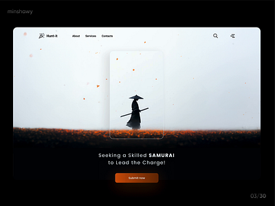 Hiring a samurai 🥷 Landing page animation graphic design hiring hunt landing page motion graphics samurai ui ui design web web design web page