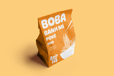 Takeaway Bag Design for Boba Cafe banh mi boba boba branding brand design branding cafe cafe branding custom branding design graphic design illustration package design pho poke ui ux vietnamese