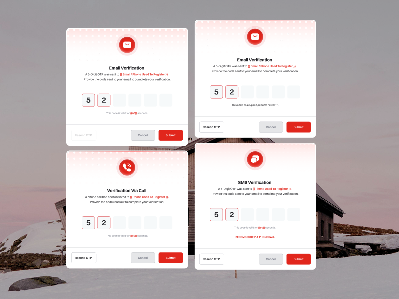 Verification Modals email modals phone verification verifications