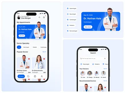 Health Care Mobile App app desgn clean ui daily tracker dashboard design doctor appointment mobile app doctor mobile app fitness app health monitoring health tracker healthcare mobile app medical app medtech minimal ui mobile ui popular app smart health smooth design uiux user interface wellness app