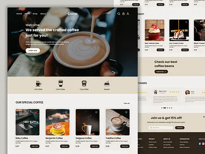 Coffee Shop Web Design cleanui coffeeshop ecommerce fooddesign minimal design ui ux web design