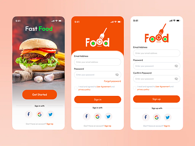 Sign-In & Sign-Up Screens – Food Order & Delivery Mobile App app app design delivery app ui food food delivery app food order ui foodtech design ios login mobile mobile app onboarding food app product design sign in sign up ui ui design ui ux ux ux food apps