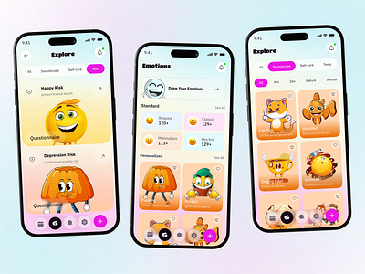 Moodpress - Mood Tracker Mobile App 💜 app app design clean design emoji emotion tracker healthcare illustration ios meditation app mental health mobile app mood tracker motuvation product design stress app ux
