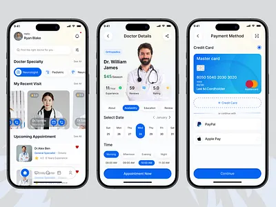 Doctor Appointment Mobile App clean ui doctor mobile app fitness app health app health care app health monitoring health tracker medical booking app medtech minimal ui mobile mobile app mobile health mobile ui online doctor booking patient app smart health uiux user interface wellness app