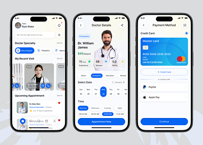 Doctor Appointment Mobile App clean ui doctor mobile app fitness app health app health care app health monitoring health tracker medical booking app medtech minimal ui mobile mobile app mobile health mobile ui online doctor booking patient app smart health uiux user interface wellness app
