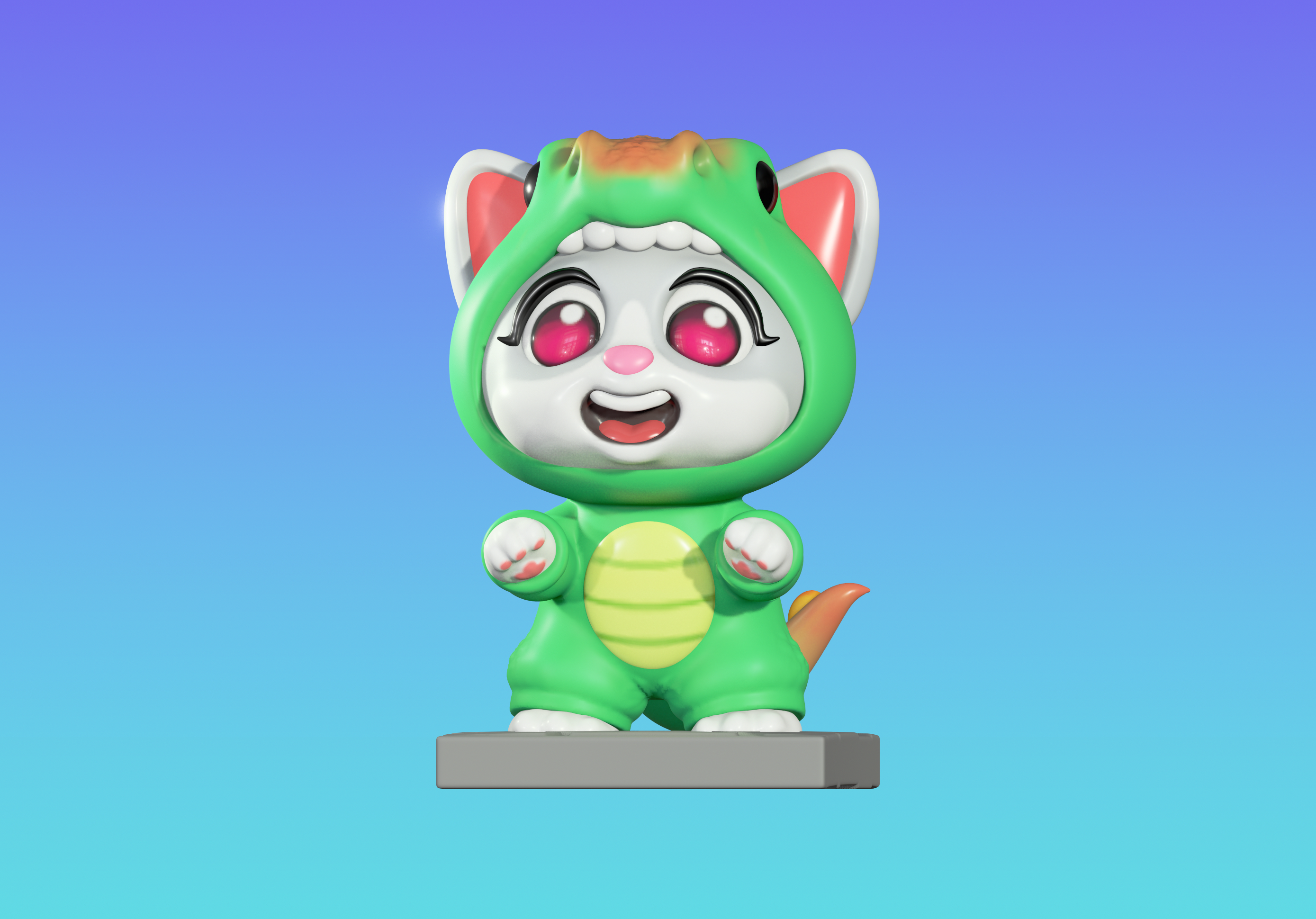 Dinocat 3D Modeling 3d 3d character 3dmodeling animation cartoon character design chibi cute kawai nomadsculpt sculpting zbrush