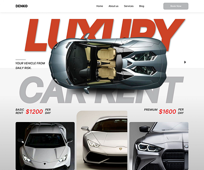Car rent website landing page attractive banner branding car rent landing page colour element landing page typography ui website design
