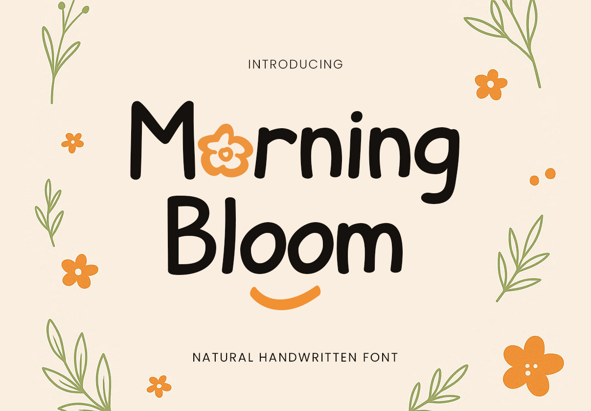 Morning Bloom – NATURAL HANDWRITTEN FONT branding playful font casual handwritten font cheerful lettering children book font cozy lifestyle font creative display font cute handwritten typeface doodle style font floral playful font friendly display font fun rounded font greeting card font handwritten display font happy mood font kids friendly font natural handwriting font organic handwritten type packaging friendly font playful handwritten font sticker typography